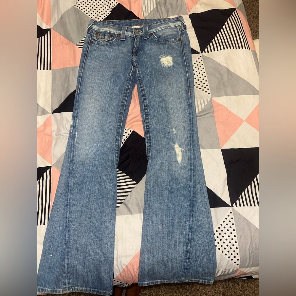 True Religion Blue Flare Wide Leg Jeans